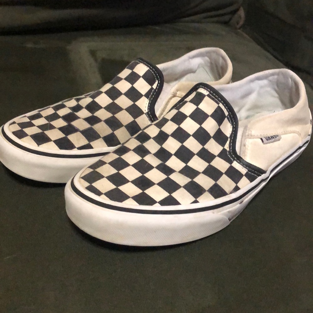 Vans Black & White Checker Slip Ons